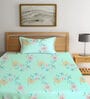 Multicolor Floral 300 TC Cotton Fitted Single Bedsheet with 1 Pillow Cover