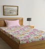 Multicolor Floral 300 TC Cotton Fitted Single Bedsheet with 1 Pillow Cover