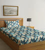 Multicolor Floral 300 TC Cotton Fitted Single Bedsheet with 1 Pillow Cover