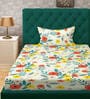 Multicolor Floral 300 TC Cotton Fitted Single Bedsheet with 1 Pillow Cover
