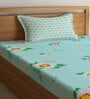 Multicolor Floral 300 TC Cotton Fitted Single Bedsheet with 1 Pillow Cover