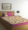 Multicolor Floral 300 TC Cotton Single Bedsheet with 1 Pillow Cover