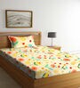 Multicolor Floral 300 TC Cotton Single Bedsheet with 1 Pillow Cover