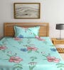 Multicolor Floral 300 TC Cotton Single Bedsheet with 1 Pillow Cover