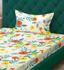 Multicolor Floral 300 TC Cotton Single Bedsheet with 1 Pillow Cover