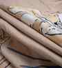 Peach Floral 300 TC Glaze Cotton Fitted Bed Sheet Double Bed with 2 Pillow Covers Essential Collection