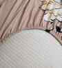 Peach Floral 300 TC Glaze Cotton Fitted Bed Sheet Double Bed with 2 Pillow Covers Essential Collection