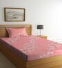 Pink Floral 400 TC Cotton Fitted Single Bedsheet with 1 Pillow Cover