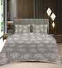 Light Brown Floral 400 TC Cotton Queen Flat Bedsheet with 2 Pillow Covers Essential Collection