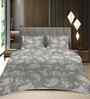 Coffee Floral 400 TC Cotton Queen Flat Bedsheet with 2 Pillow Covers Essential Collection