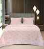 Light Pink Floral 400 TC Cotton Queen Flat Bedsheet with 2 Pillow Covers Essential Collection