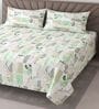 Green Floral 400 TC Cotton Super King Bedsheet with 2 Pillow Covers Luxury Series Collection