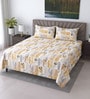 Yellow Floral 400 TC Cotton Super King Bedsheet with 2 Pillow Covers Luxury Series Collection