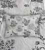 White Floral 400 TC Cotton Super King Flat Bedsheet with 2 Pillow Covers Essential Collection
