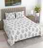 White Floral 400 TC Cotton Super King Flat Bedsheet with 2 Pillow Covers Essential Collection