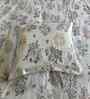 White Floral 400 TC Cotton Super King Flat Bedsheet with 2 Pillow Covers Essential Collection