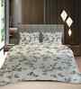 White Floral 400 TC Cotton Super King Flat Bedsheet with 2 Pillow Covers Essential Collection