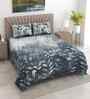 White & Dark Blue Floral 400 TC Cotton Super King Flat Bedsheet with 2 Pillow Covers Essential Collection