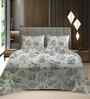 White Floral 400 TC Cotton Super King Flat Bedsheet with 2 Pillow Covers Essential Collection