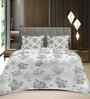 White Floral 400 TC Cotton Super King Flat Bedsheet with 2 Pillow Covers Essential Collection