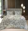 Cream Floral 400 TC Cotton Super King Flat Bedsheet with 2 Pillow Covers Essential Collection
