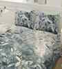 White & Dark Blue Floral 400 TC Cotton Super King Flat Bedsheet with 2 Pillow Covers Essential Collection