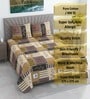 Brown Floral 400 TC Cotton Superking Size Bedsheet With 2 Pillow Covers