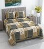 Brown Floral 400 TC Cotton Superking Size Bedsheet With 2 Pillow Covers