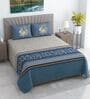 Blue Floral 400 TC Cotton Superking Size Bedsheet With 2 Pillow Covers