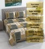 Brown Floral 400 TC Cotton Superking Size Bedsheet With 2 Pillow Covers