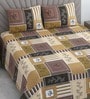 Brown Floral 400 TC Cotton Superking Size Bedsheet With 2 Pillow Covers