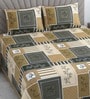 Brown Floral 400 TC Cotton Superking Size Bedsheet With 2 Pillow Covers