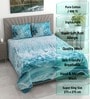 Blue Floral 400 TC Cotton Superking Size Bedsheet With 2 Pillow Covers Threads Digital Collection