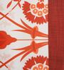 Orange & White Floral 800 GSM Cotton 3 Pieces Bedding Set