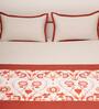 Orange & White Floral 800 GSM Cotton 3 Pieces Bedding Set