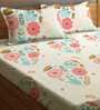 Multicolor Floral 210 TC Poly Cotton King Sized Bed Sheets with 2 Pillow Covers