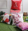 Multicolour Velvet Floral 16x16 inches Cushion Cover (5Pc)