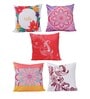 Multicolour Velvet Floral 16x16 inches Cushion Cover (5Pc)