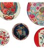 Multicolor Flowers Meena Flower Plates Set of 5