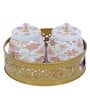 Multicolor FLowers Round Basket With Jar Set of 3