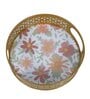 Multicolor FLowers Round Basket With Jar Set of 3