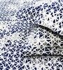 Blue Geometric 144 TC Cotton King Fitted Bedsheet with 2 Pillow Covers