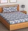 Blue Geometric 144 TC Cotton King Fitted Bedsheet with 2 Pillow Covers