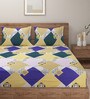 Multicolor Geometric 144 TC Microfiber 1 Double Bedsheet With 2 Pillow Covers