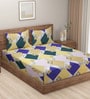 Multicolor Geometric 144 TC Microfiber 1 Double Bedsheet With 2 Pillow Covers