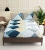 Multicolor Geometric 152 TC Microfiber Queen Sized Bed Sheets with 2 Pillow Covers