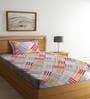 Multicolor Geometric 180 TC Poly Cotton Single Bedsheet with 1 Pillow Cover