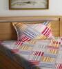 Multicolor Geometric 180 TC Poly Cotton Single Bedsheet with 1 Pillow Cover