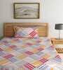 Multicolor Geometric 180 TC Poly Cotton Single Bedsheet with 1 Pillow Cover