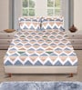 Multicolor Geometric 186 TC Glace Cotton King Sized Double Bedsheet with 2 Pillow Covers